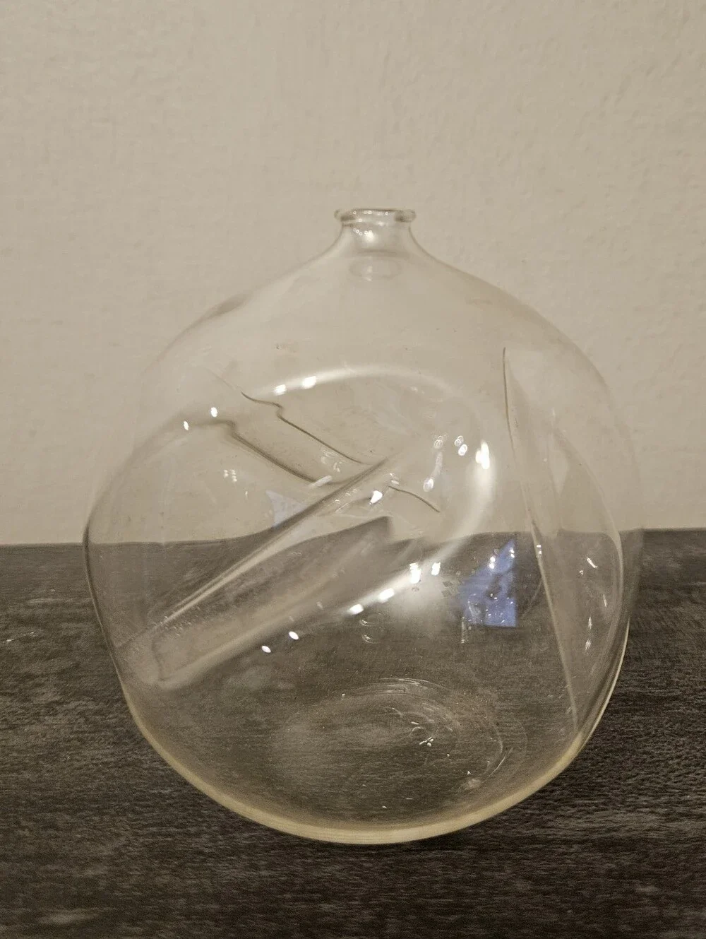 Hand Blown Clear Glass Orb Oil Lamp